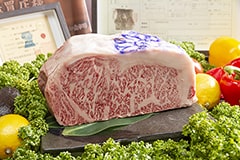 Premium Kobe beef skewer grilled over charcoal in Kobe, Japan