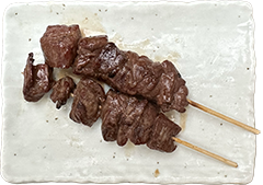 Premium Kobe beef skewer grilled over charcoal in Kobe, Japan